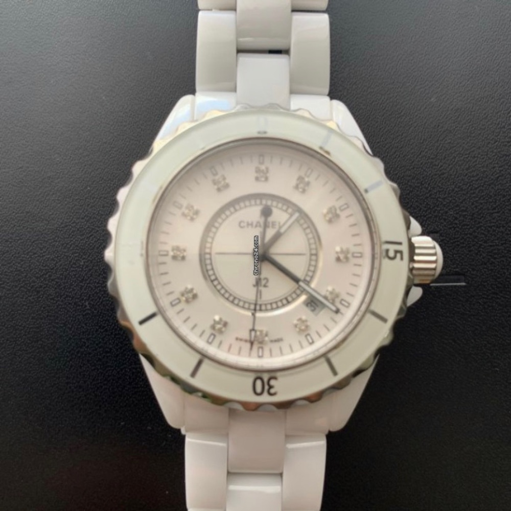 Authentic chanel j12 ceramic 38mm w diamond dial